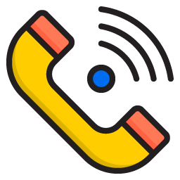 a yellow phone with a blue circle